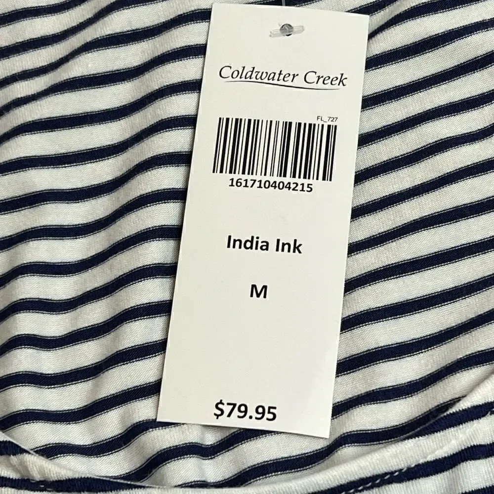 Coldwater Creek NWT blue and white striped sleeveless maxi dress size M